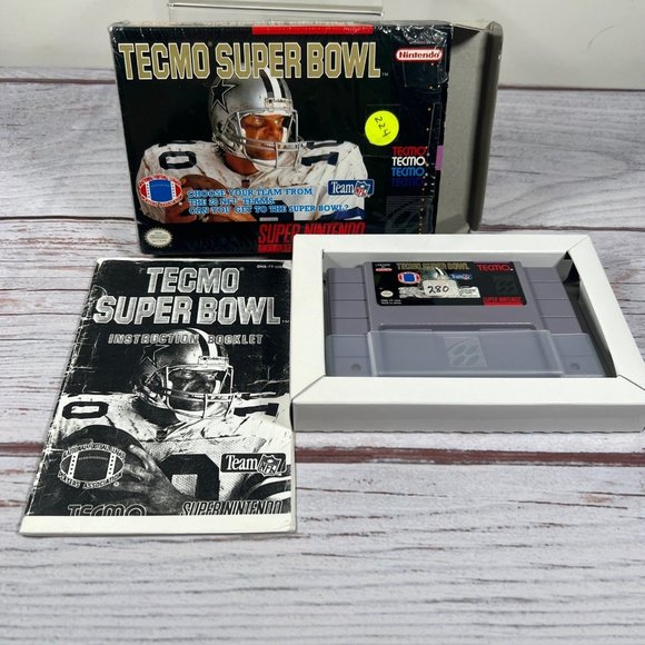 RARE Tecmo Super Bowl Super Nintendo SNES Game Complete in Box w/ Manual CIB